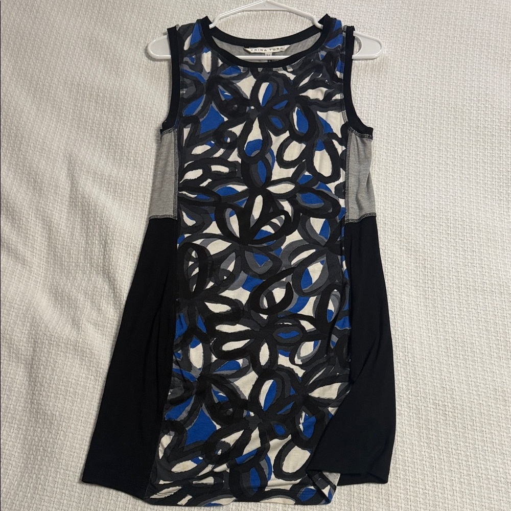 Trina Turk Blue and Black Mini Dress